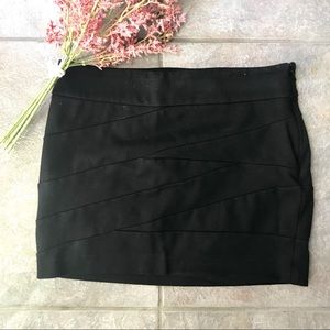 EXPRESS Black Diagonal Striped Knit Mini Skirt